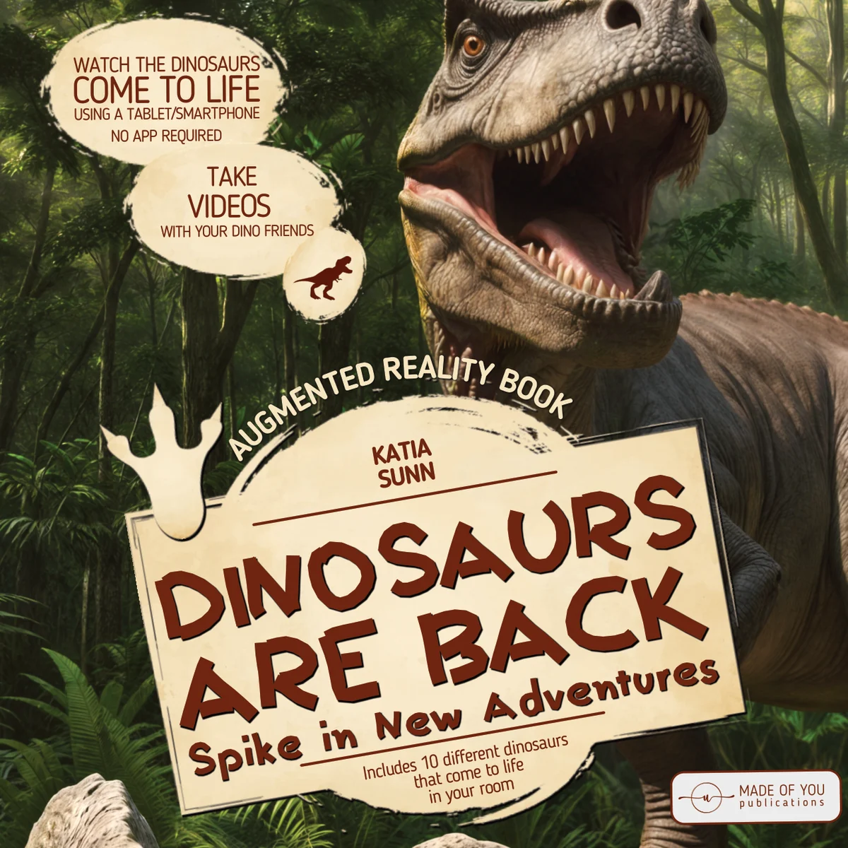Cover of Dinosaurs Are Back, an interactive 3D dinosaur book in augmented reality